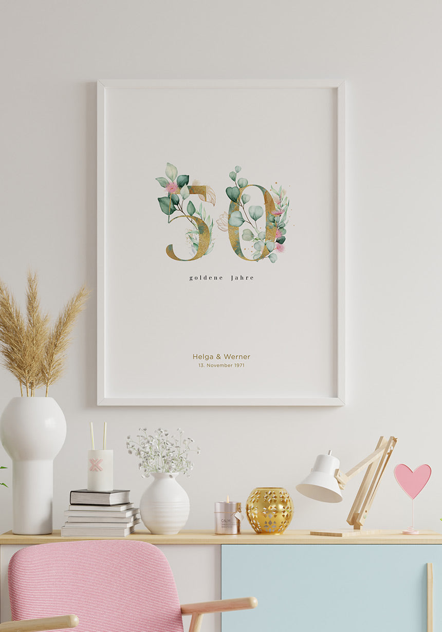 Goldene Hochzeit - Personalisierbares Poster 50 Jahre