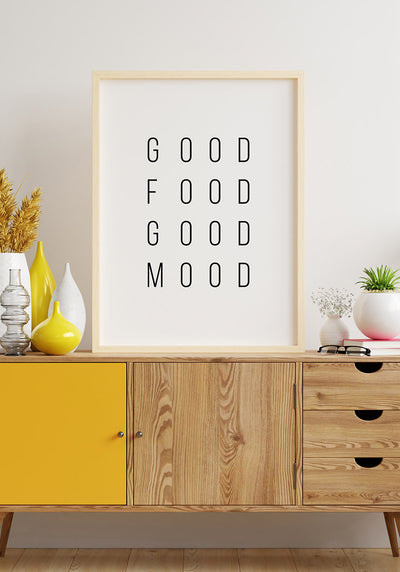 Spruch Poster Good food good mood im Holzrahmen