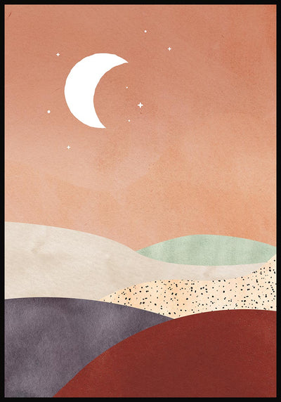 Poster Halbmond über Tal Luna e sole