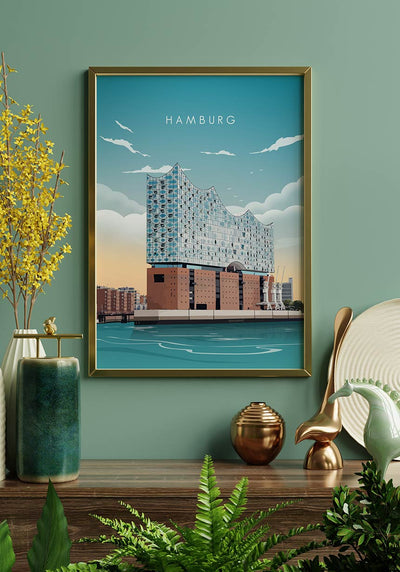 Illustriertes Poster Hamburg Elbphilharmonie für Zuhause