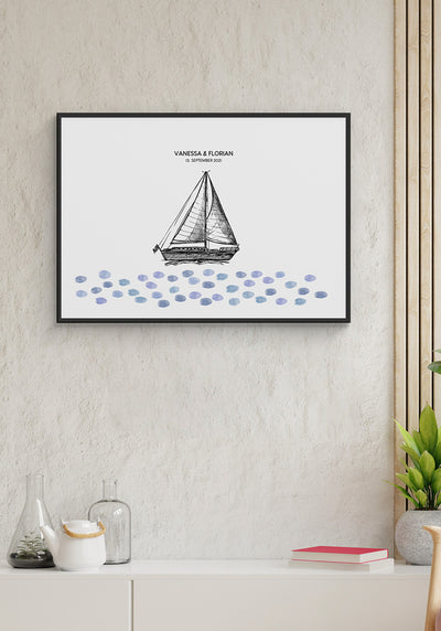 Personalisierbares Fingerabdruck-Poster Boot für Paare