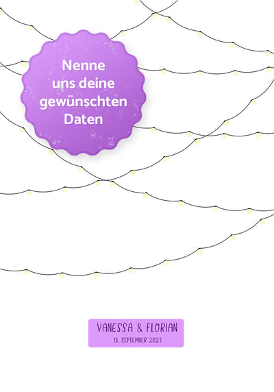 Poster Hochzeit Fingerabdrucke Girlande Gästebuch mit Daten