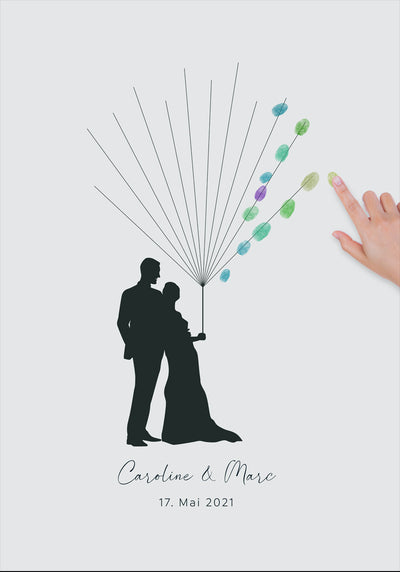 Personalisierbares Fingerabdruck-Poster mit Luftballons mit Abdrücken