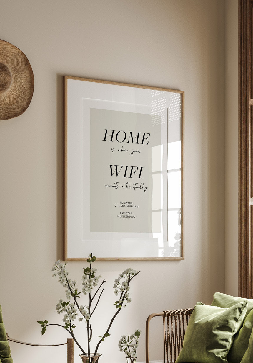 Poster home is where your wifi connects automatically Grün
