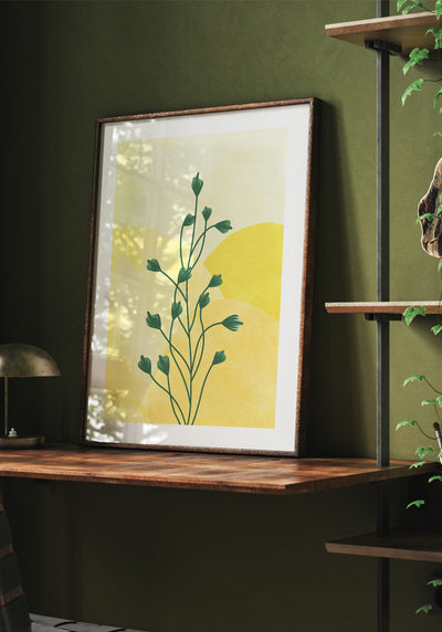 Poster Illustration Green Plant No. 1 auf dem Schreibtisch