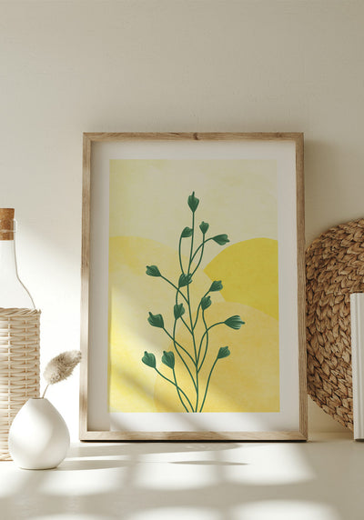 Poster Illustration Green Plant No. 1 im Holzrahmen