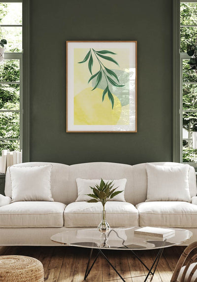 Poster Illustration Green Plant No. 2 über dem Sofa