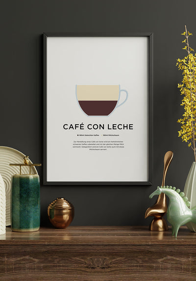 Café con leche Poster mit Zubereitung
