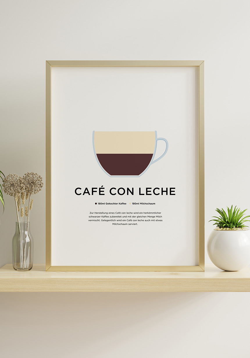 Café con leche Poster illustriert