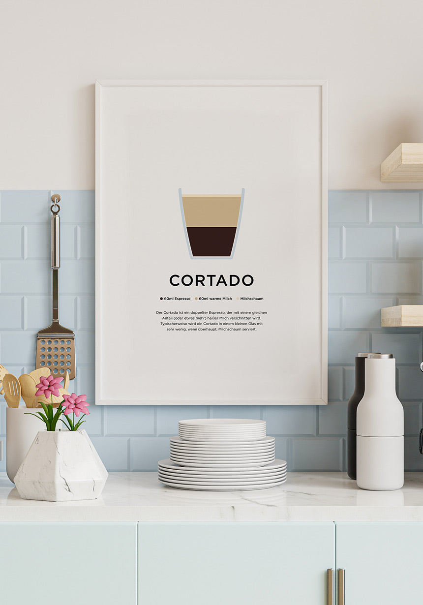 Cortado Kaffee Poster für die Küche