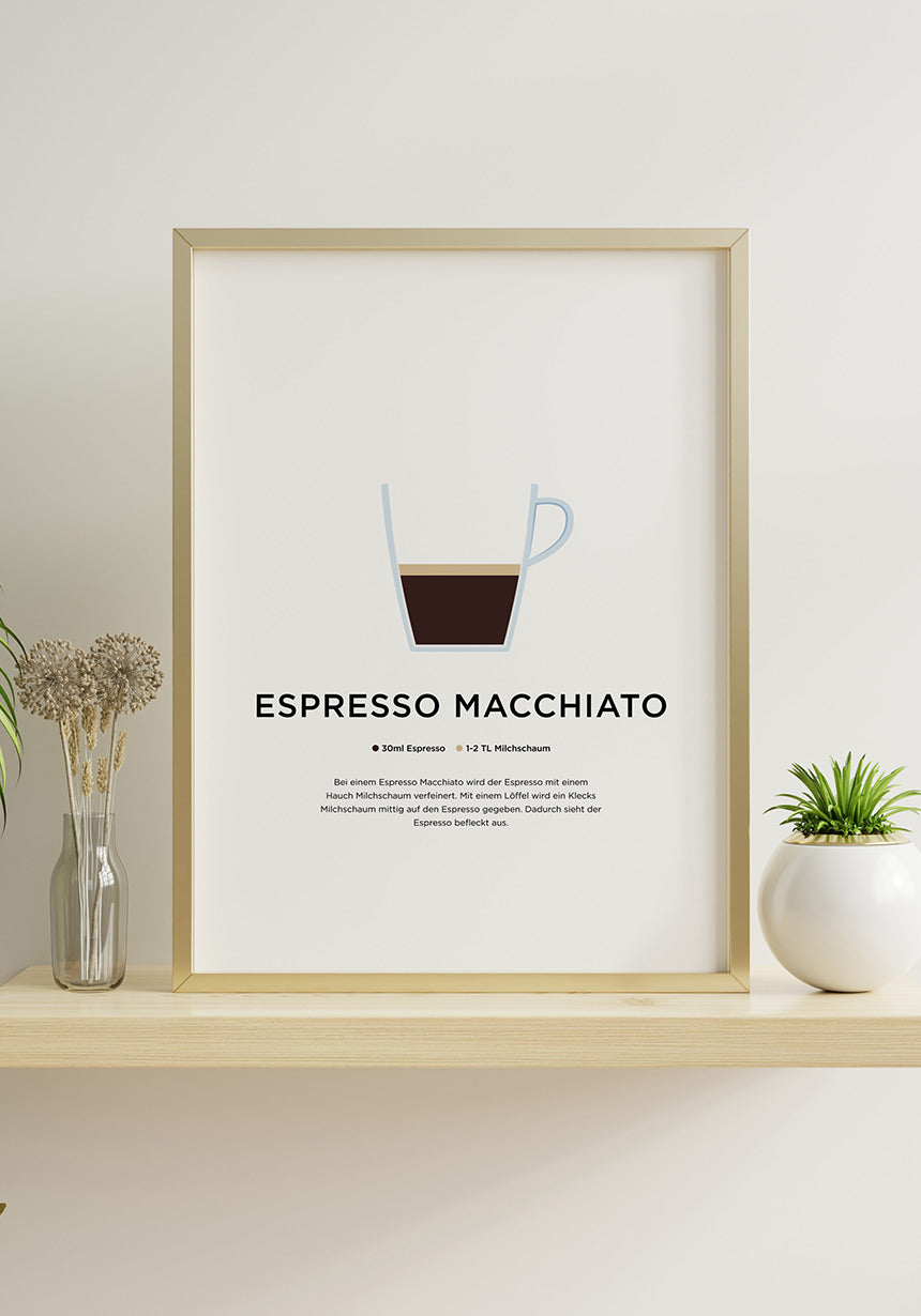 Espresso Macchiato Kaffee Poster mit Zubereitung Geschenk