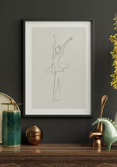 Line Art Poster Ballett Tänzerin Wohnzimmer