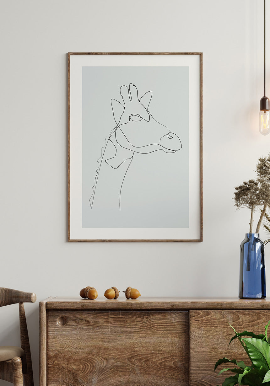Line Art Poster Giraffe Wohnzimmer
