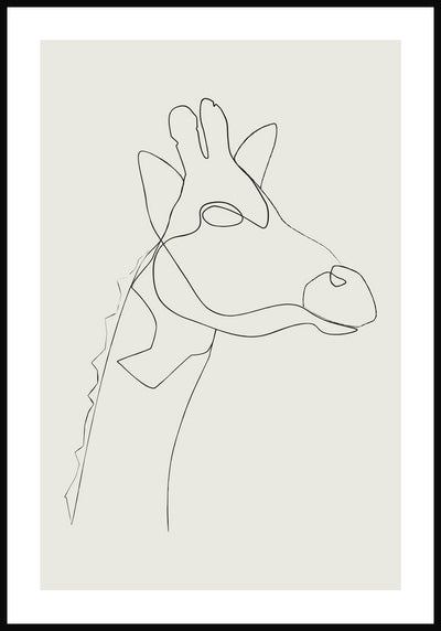 Line Art Poster Giraffe Olivgruen