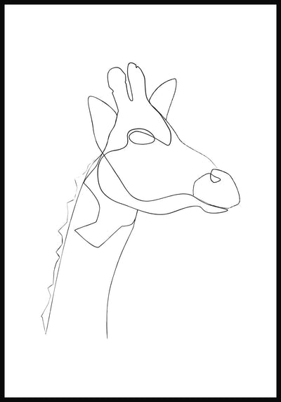 Line Art Poster Giraffe Weiss