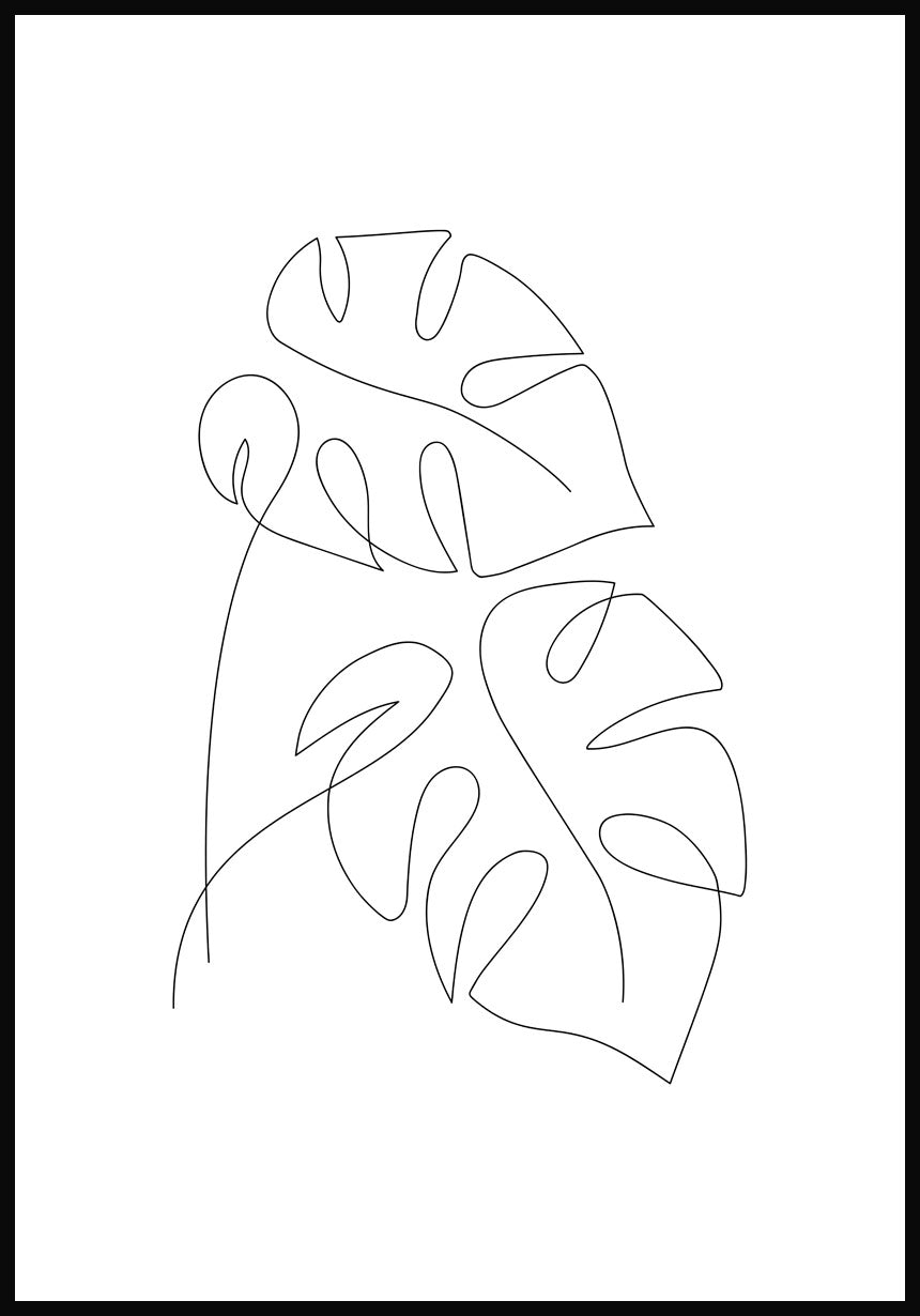 Monstera Blätter - Line Art Poster