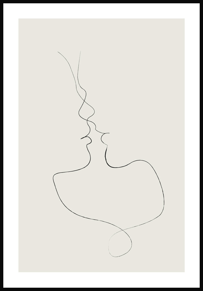 Line Art Poster zärtlicher Kuss