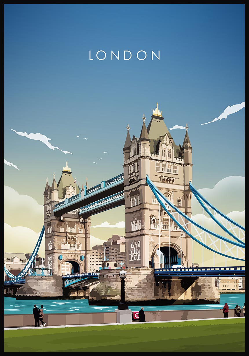 Illustriertes Poster London Tower Bridge
