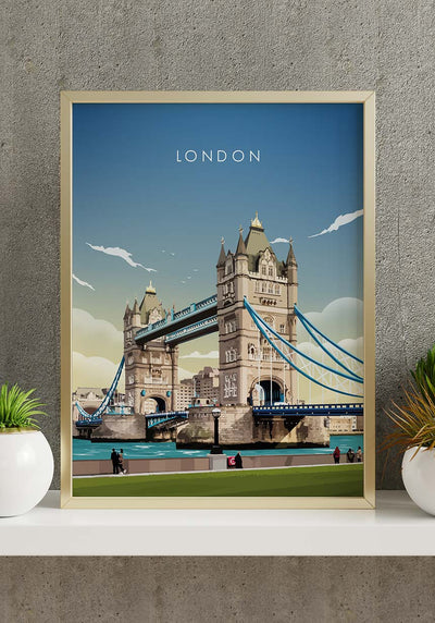Illustriertes Poster London Tower Bridge Wanddeko