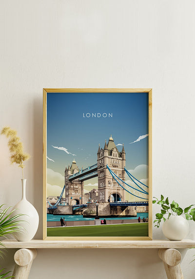Illustriertes Poster London Tower Bridge für Zuhause