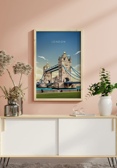Illustriertes Poster London Tower Bridge Reiseposter