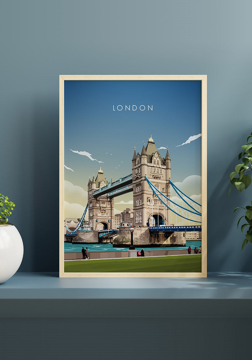 Illustriertes Poster London Tower Bridge als Geschenk