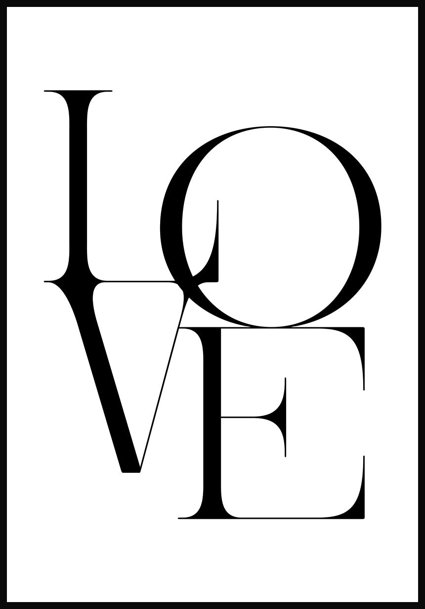 Love Typografie Poster Schwarz
