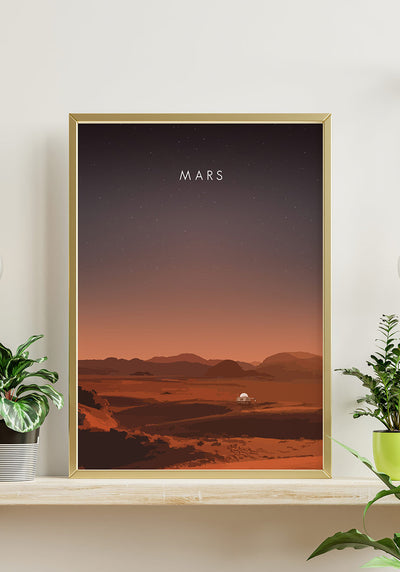 Illustriertes Poster Mars mit Rover als Geschenk