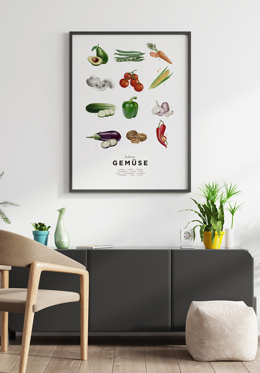 Gemüsesorten Poster Holzrahmen