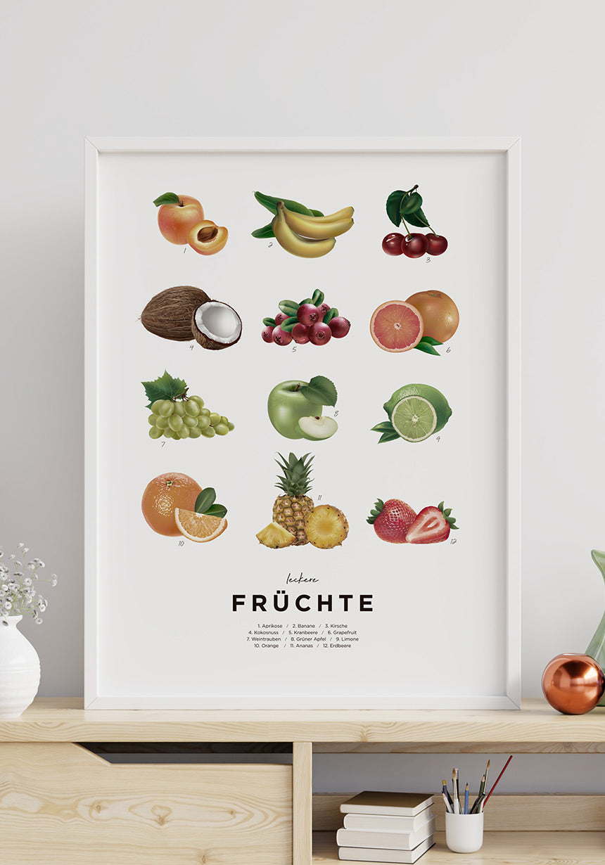 Leckere Früchte Poster im Rahmen