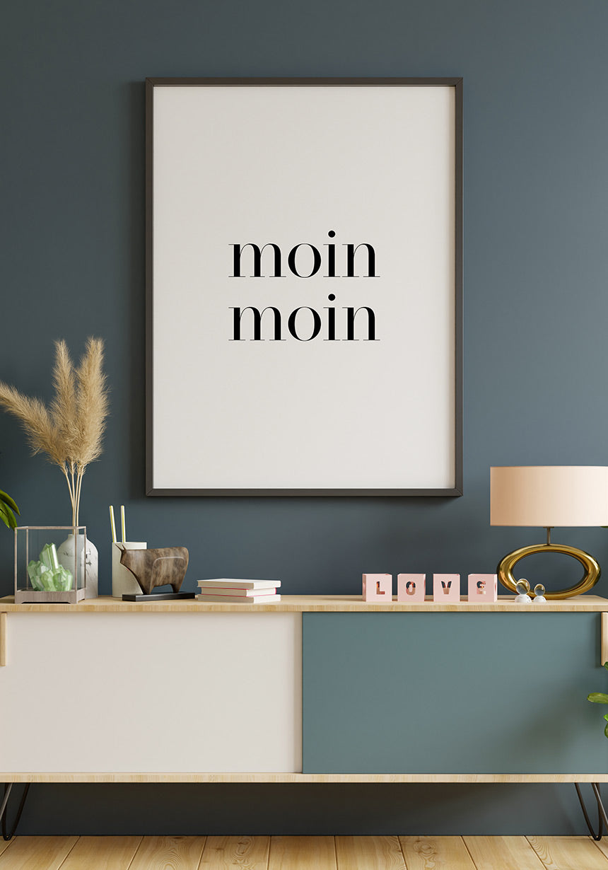 Poster moin moin Typografie an blauer Band