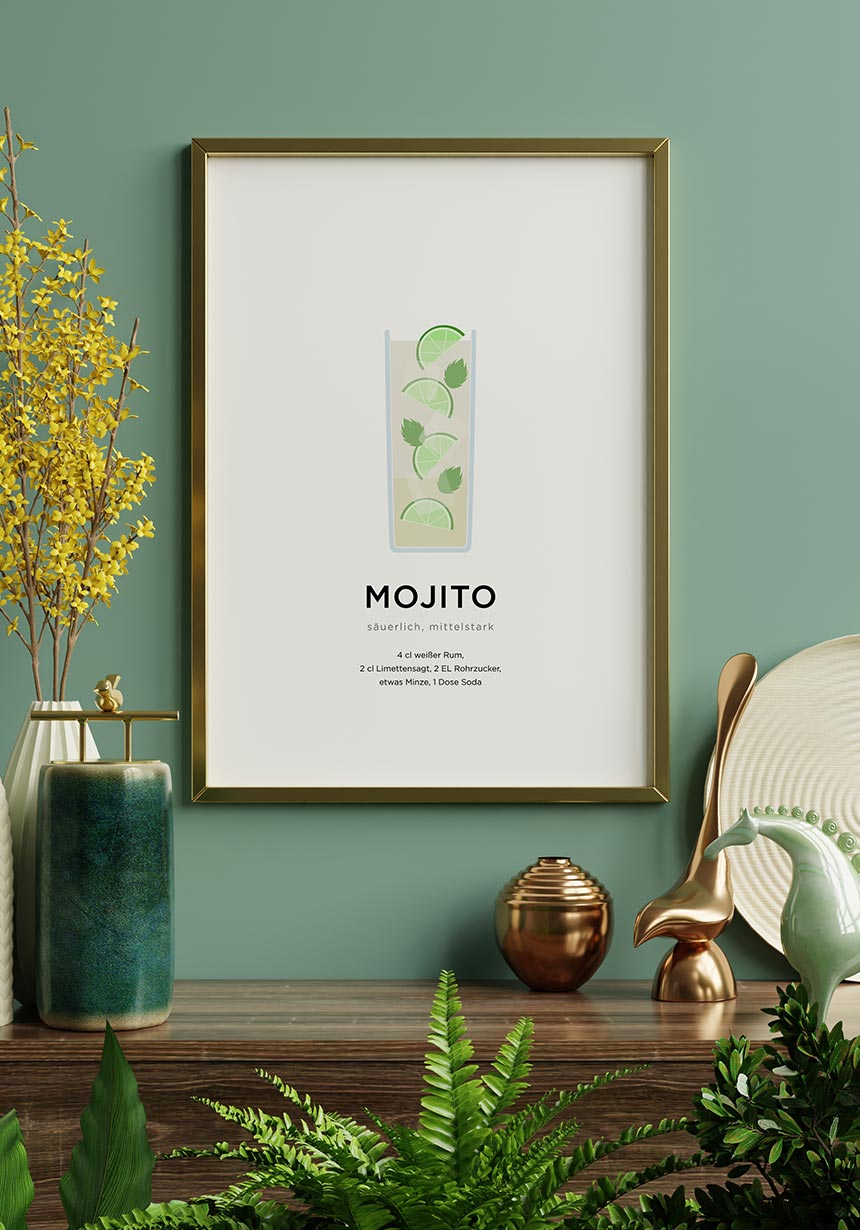 Mojito Cocktail Poster Wanddeko