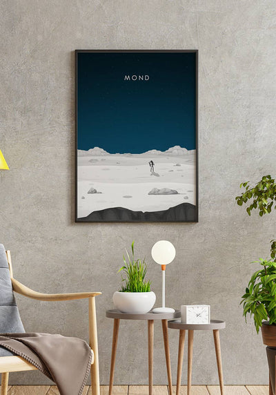 Illustriertes Poster Mond mit Astronaut schönes Poster