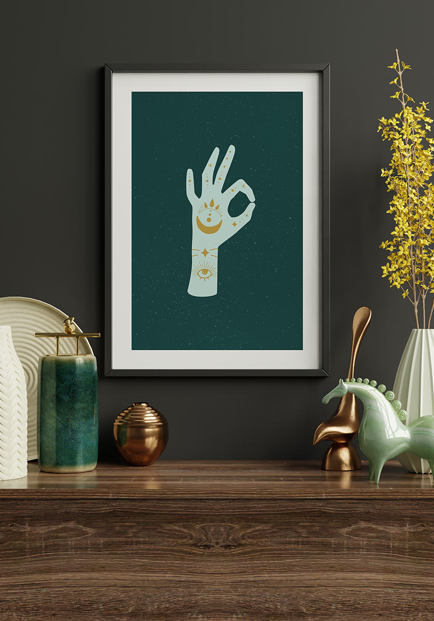 Mystische Hand Okay Poster für Zuhause