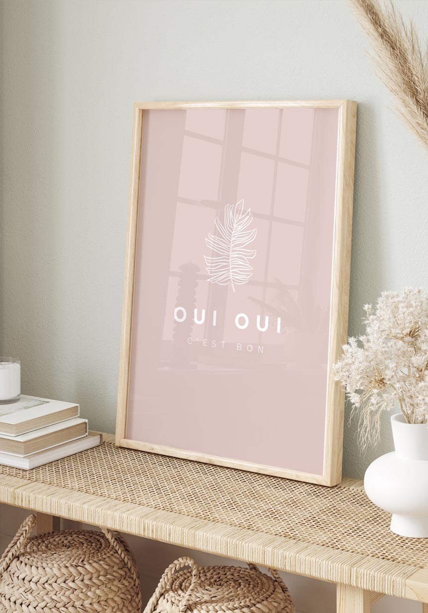 Poster Oui Oui Typografie pastel world rosa