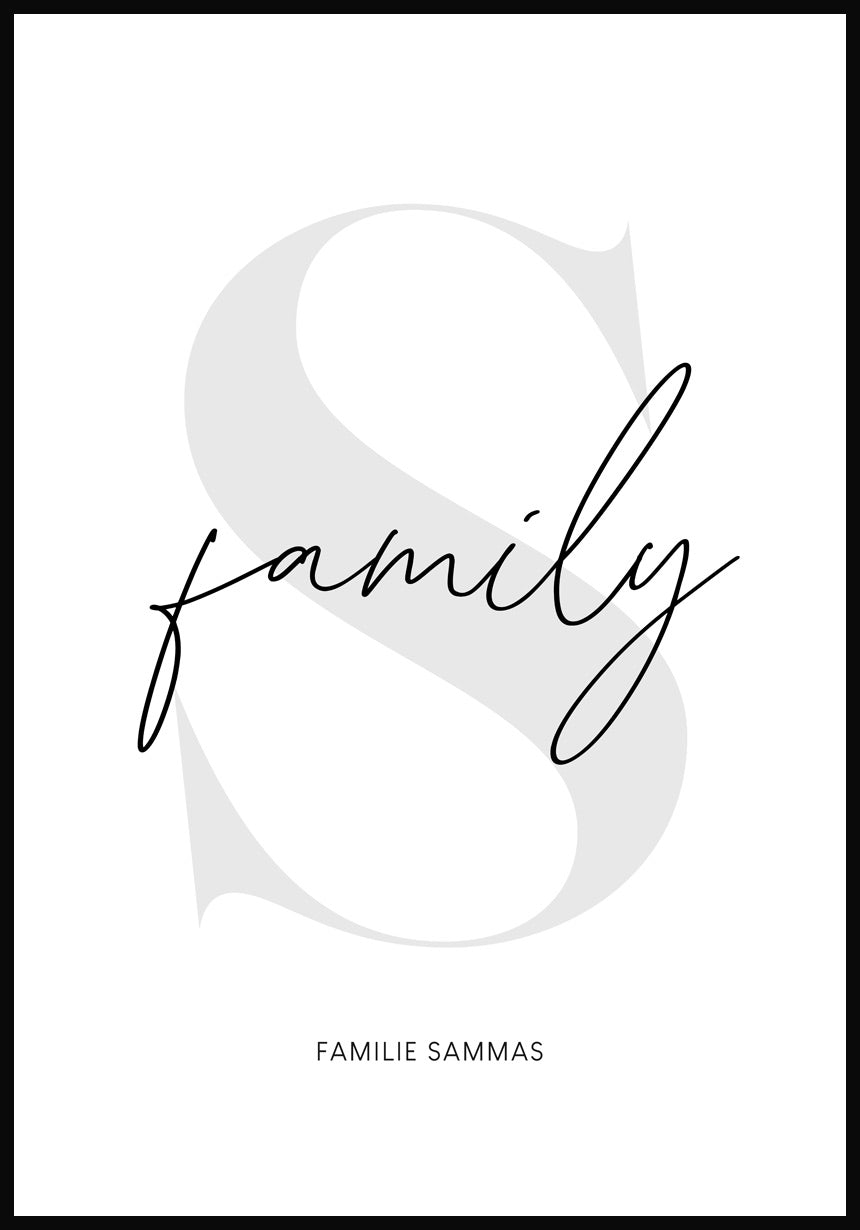 Poster personalisiert family mit Buchstabe