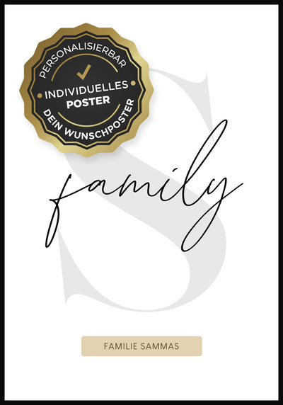 Poster personalisiert family mit Buchstabe personalisierbare Flächen
