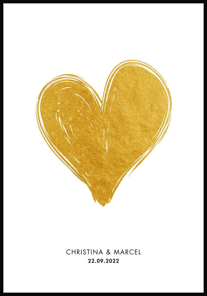 Personalisiertes Poster mit goldenem Herz