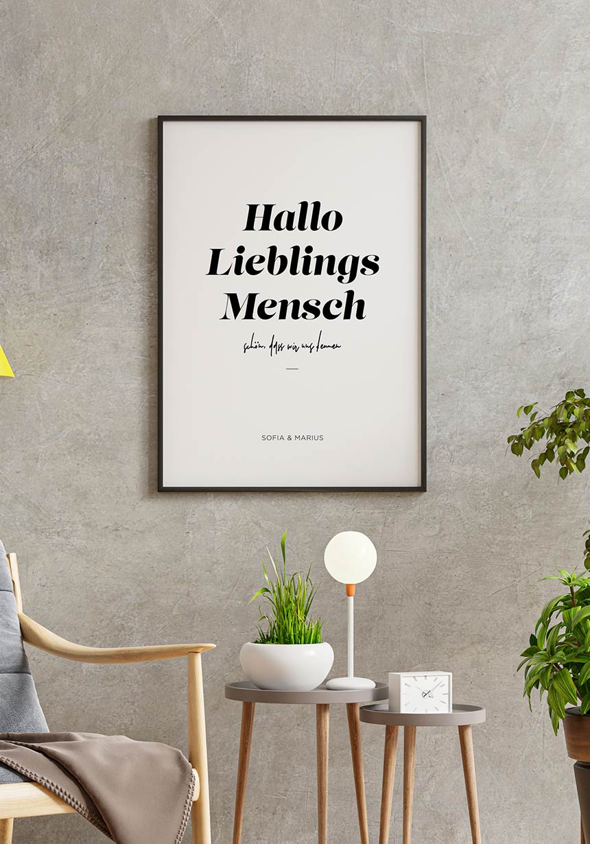 Poster personalisiert Lieblingsmensch im Wohnzimmer