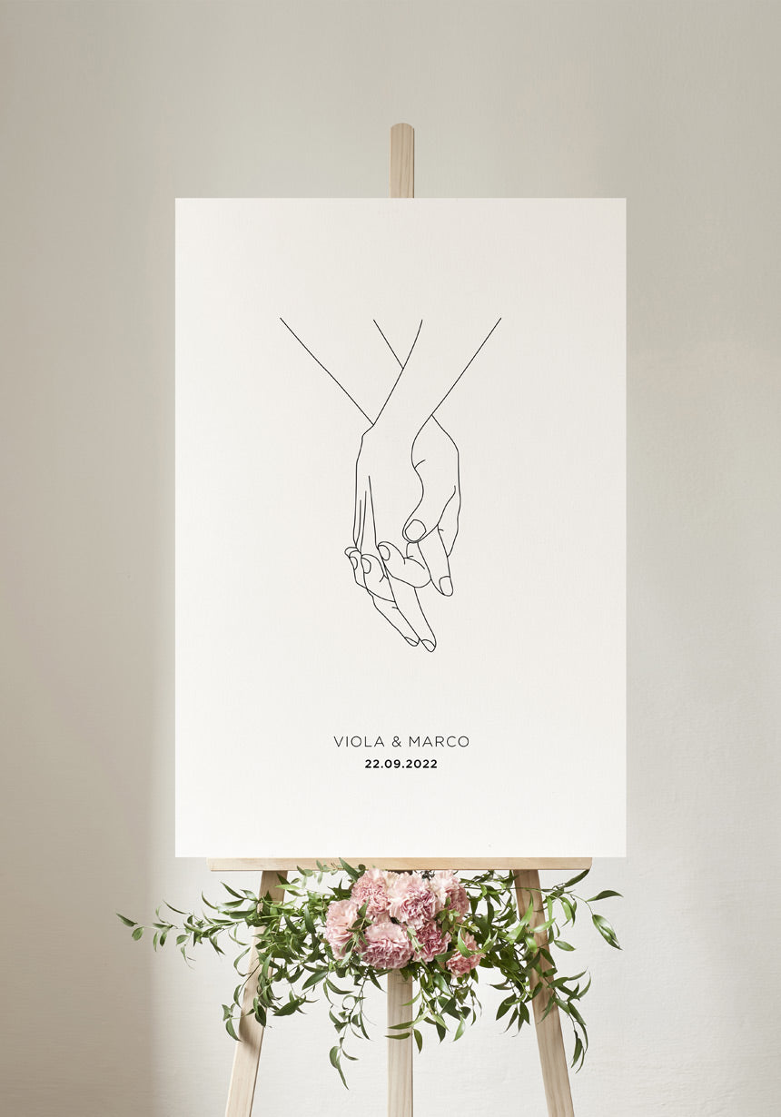 Hand in Hand - Personalisierbares Poster zur Hochzeit
