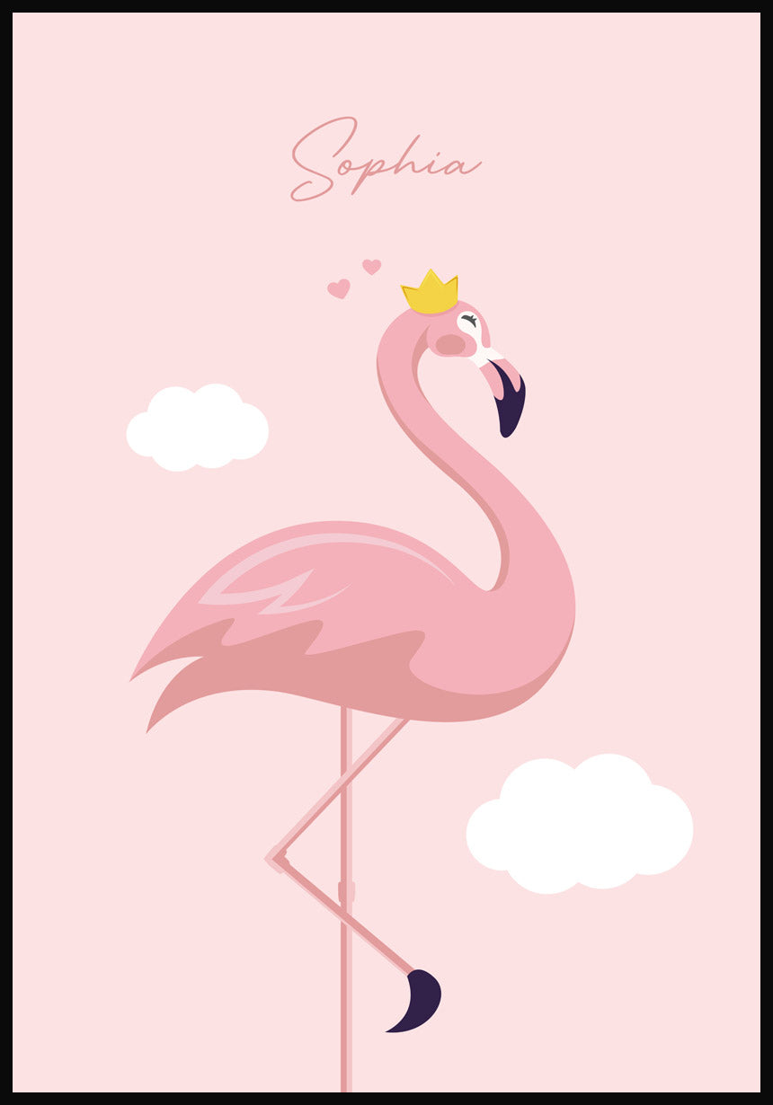Kinderposter Flamingo mit Krone