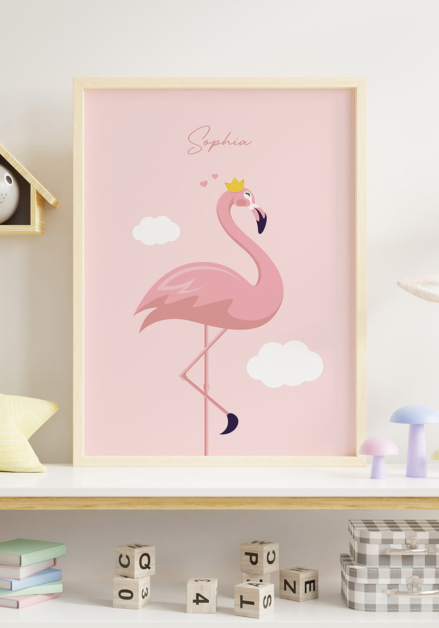 Kinderposter Flamingo mit Krone für Babys