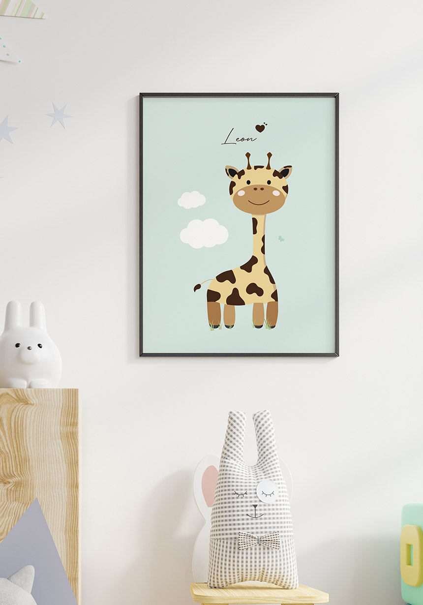 Personalisierbares Kinderposter Giraffe Kinderzimmer