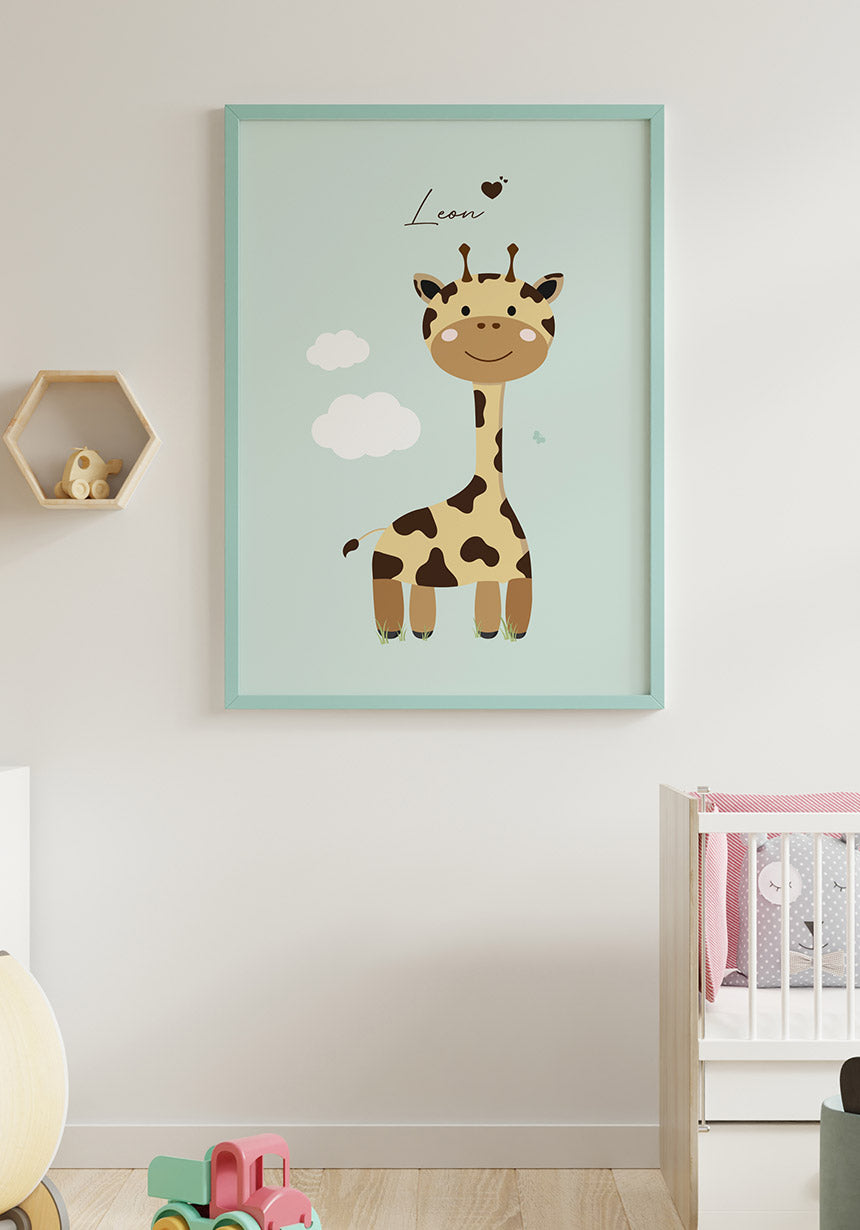 Personalisierbares Kinderposter Giraffe für Kinder