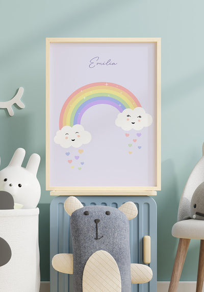 Kinderposter Regenbogen mit Herzen Kinderzimmer