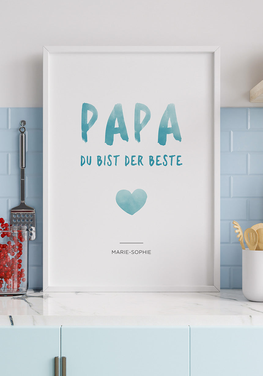 Personalisierbares Poster Papa du bist der Beste in der Küche