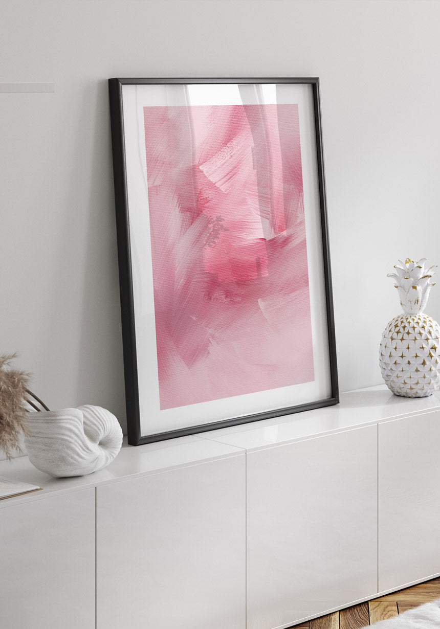 Poster Pinseltextur rosa für das Wohnzimmer