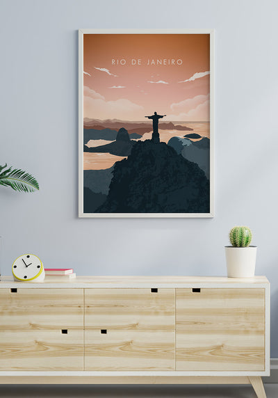 Illustriertes Poster Rio de Janeiro Christus Statue