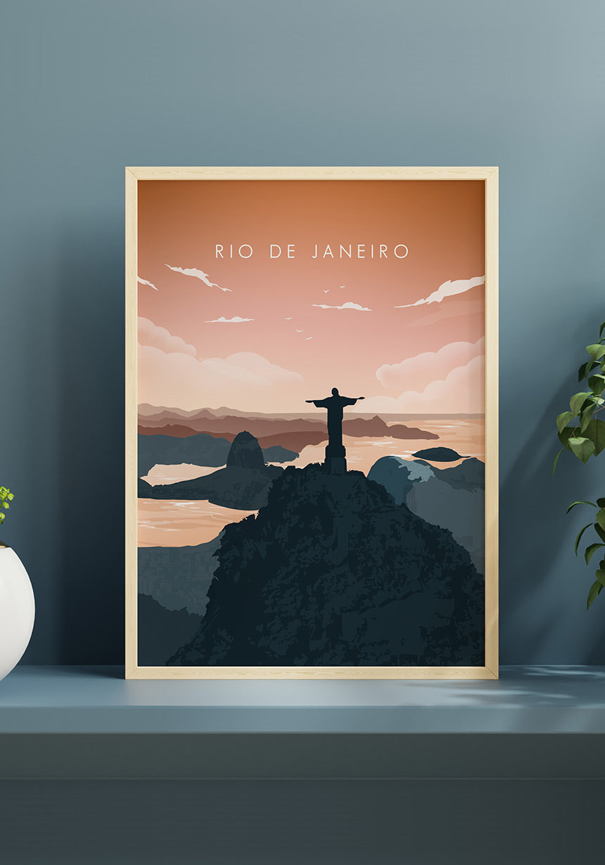 Illustriertes Poster Rio de Janeiro Wohnzimmer