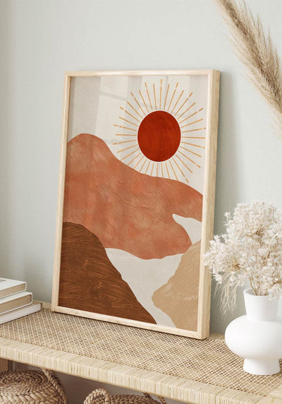 Poster roter Sonnenuntergang No. 2 im Holzrahmen